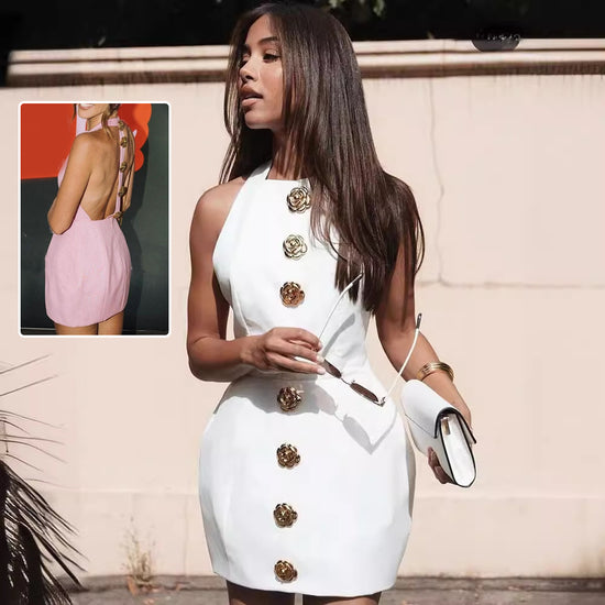 Robe Sans Manches Col Rond en Polyester | Sleeveless Round Neck Polyester Dress