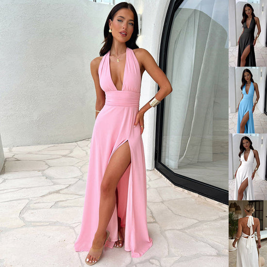Robe Longue Dos Nu Taille Haute | Backless High Waist Long Dress