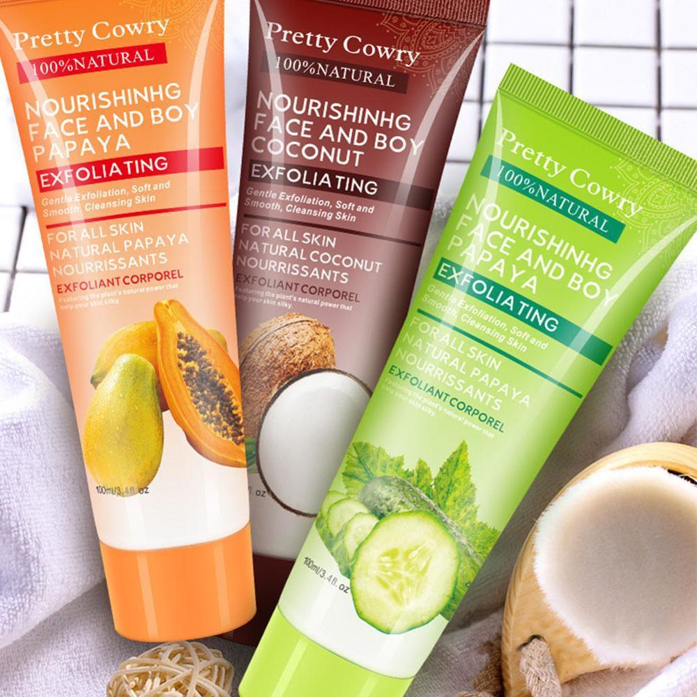 Gel Exfoliant Visage et Corps Concombre Noix de Coco Papaye / Cucumber Coconut Papaya Facial Exfoliating Gel Cream Body Cleansing